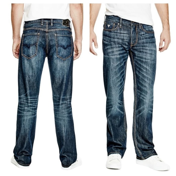 New GUESS Men's Relaxed Straight Leg Jeans - Picture 2 of 8
